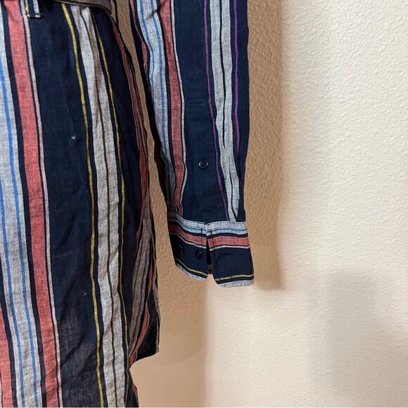 AG Adriano Goldschmied Jett linen cotton striped button mini shirtdress SMALL - Picture 7 of 12